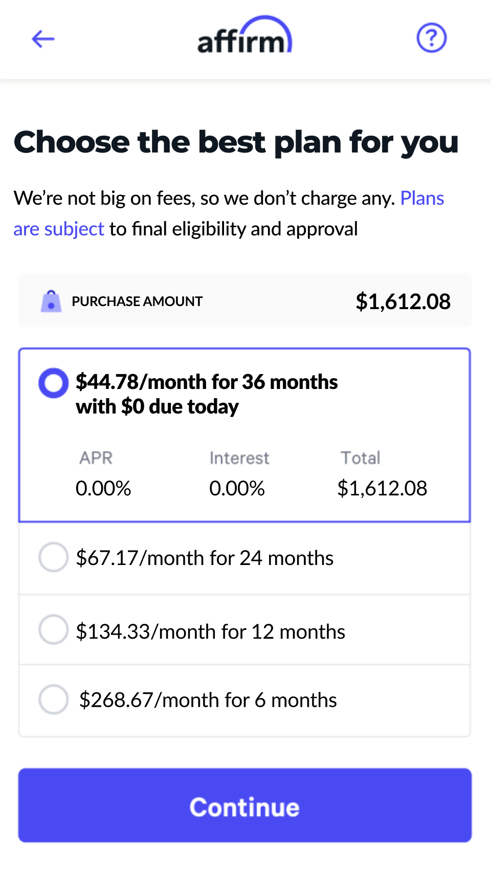 Affirm payment