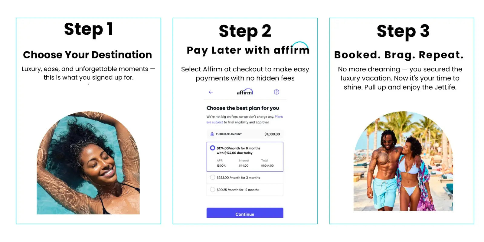 JetLife Vacations + Affirm: Book in 3 Steps, Travel Like a Boss